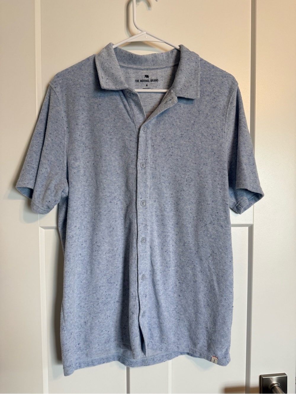 The Normal Brand Men’s Heather Light Blue Button-Up Polo